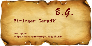 Biringer Gergő névjegykártya
